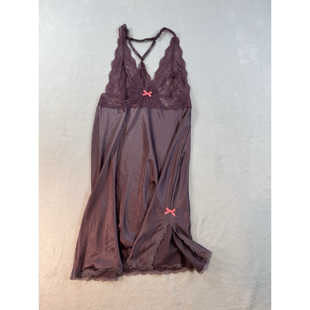 Victoria Secret Y2K Babydoll Nightie Sz M Purple Lace Chemise Slip Sexy Lingerie